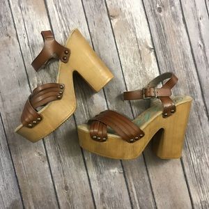 Coolway Platform Boho Brown Chunky Heels